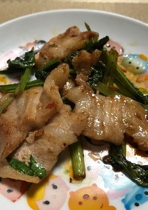 簡単!豚肉と小松菜の炒めもの♡-レシピのメイン写真