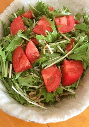 水菜とトマトの裂きイカサラダ-レシピのメイン写真