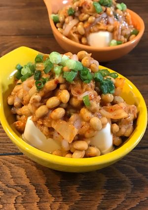 あと一品、おつまみに♡いか納豆キムチ冷奴-レシピのメイン写真