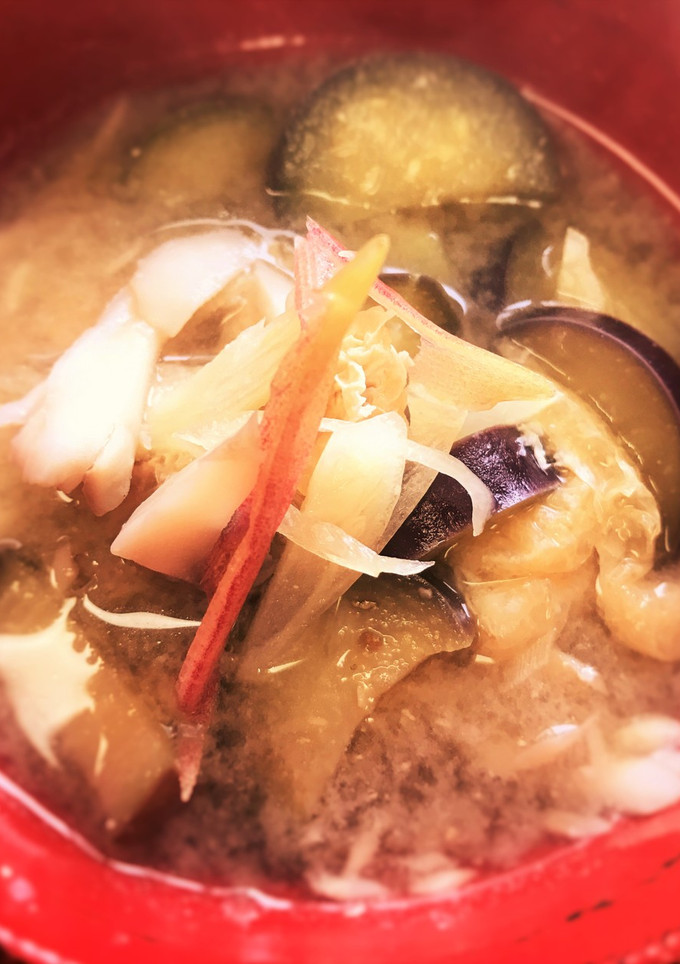 ナスと舞茸×みょうがのお味噌汁-レシピのメイン写真