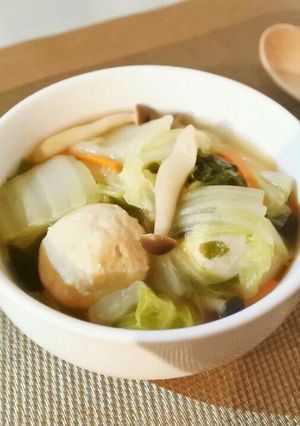鶏団子と白菜のぽかぽか生姜入りスープ♡-レシピのメイン写真