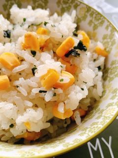 簡単☆白だしコーンわかめご飯(無水鍋使用-レシピのメイン写真