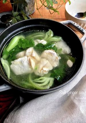 鶏むね肉と青梗菜の旨塩生姜スープ-レシピのメイン写真