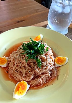 トマトジュースで太陽のトマト麺風冷製素麺-レシピのメイン写真