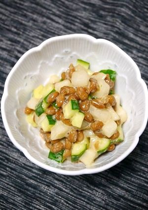 簡単！梨と胡瓜の納豆-レシピのメイン写真