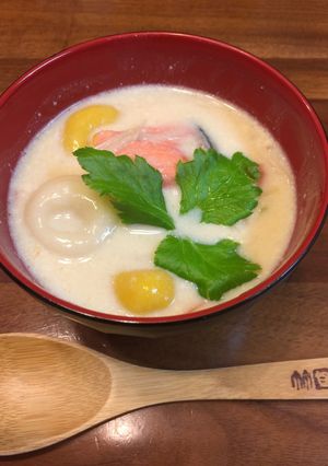 石狩鍋風☆豆腐白玉だんごの味噌汁-レシピのメイン写真