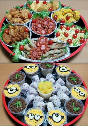 運動会　カップ弁当　ミニオン　弁当おかず-レシピのメイン写真