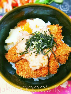 こぶおろしで簡単美味♪温玉とろろかつ丼-レシピのメイン写真