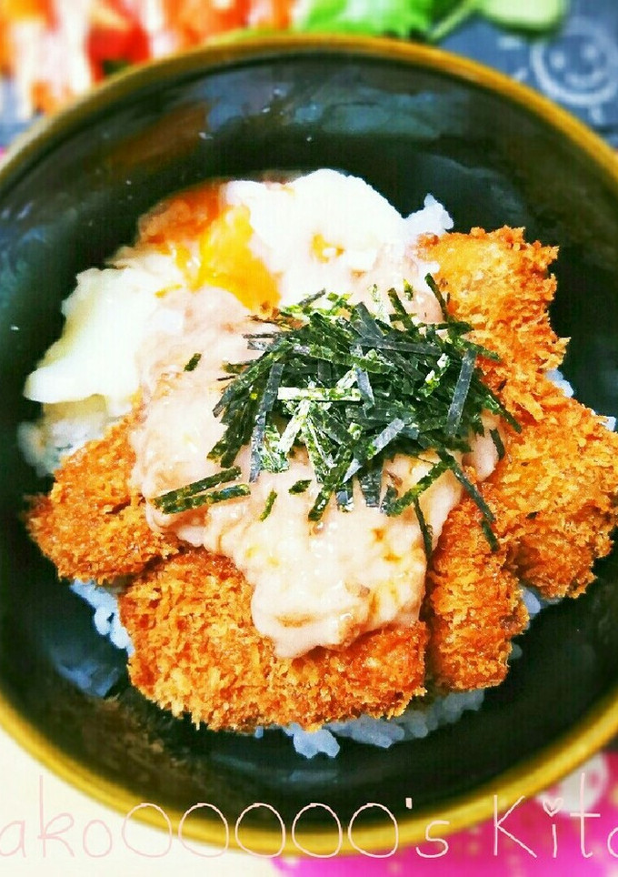こぶおろしで簡単美味♪温玉とろろかつ丼-レシピのメイン写真