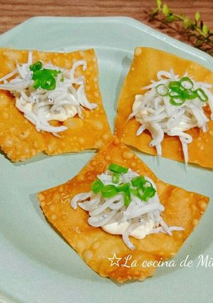 *揚げ焼売の皮と釜揚げしらすのおつまみ*-レシピのメイン写真