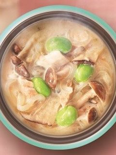 きのこの豆乳スープこんにゃく麺-レシピのメイン写真