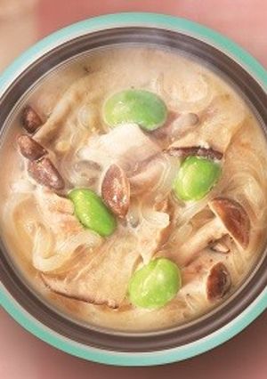 きのこの豆乳スープこんにゃく麺-レシピのメイン写真