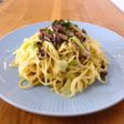 さば缶とキャベツのあっさりクリームパスタ