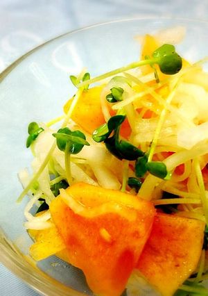 サッパリ副菜！柿+大根+カイワレのなます-レシピのメイン写真