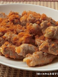 簡単★白菜豚肉巻きの人参こぶおろし炒め-レシピのメイン写真