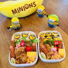 รูปของ 材料3つ ミニオン キャラ弁