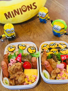 材料3つ ミニオン キャラ弁-レシピのメイン写真