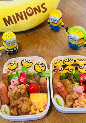 材料3つ ミニオン キャラ弁-レシピのメイン写真
