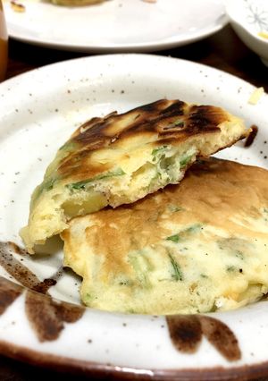 サツマイモと水菜のお食事ホットケーキ-レシピのメイン写真