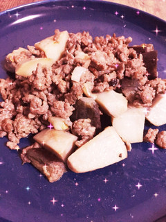 かんたん♡ナスと里芋とひき肉の炒め♡-レシピのメイン写真