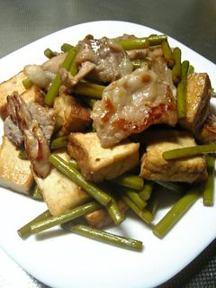 豚肉とニンニクの芽と厚揚げの炒め物-レシピのメイン写真