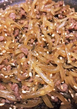 ヤーコンとひき肉の甘辛炒め煮-レシピのメイン写真