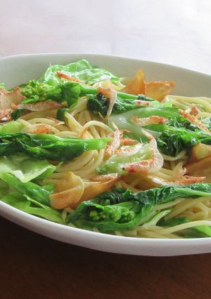 桜えびと菜の花と春キャベツのパスタ-レシピのメイン写真