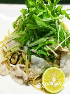 もりもり水菜の豚しゃぶパスタ♪-レシピのメイン写真
