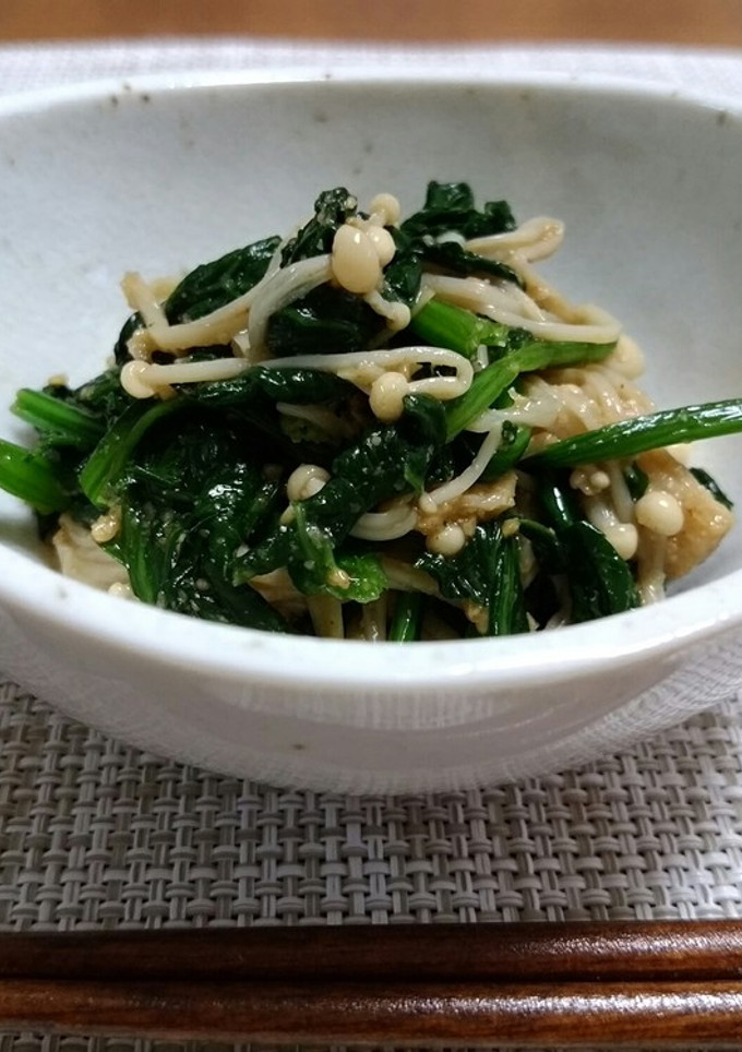 レンジで簡単！ほうれん草と榎茸のごま和え-レシピのメイン写真
