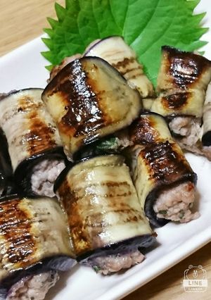 旨い(*´╰╯`๓)♬茄子の挽き肉巻き~-レシピのメイン写真