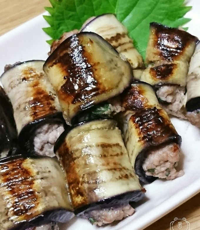 旨い(*´╰╯`๓)♬茄子の挽き肉巻き～-レシピのメイン写真