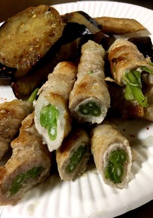 豚肉の春菊(茎)巻き-レシピのメイン写真