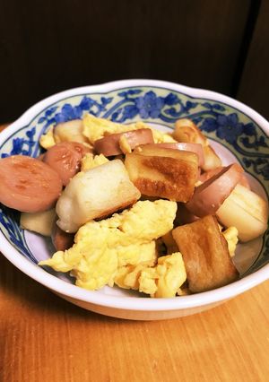 はんぺんと魚肉ソーセージと玉子のマヨ炒め-レシピのメイン写真