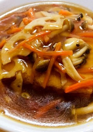 厚揚げの甘酢あん〜蓮根きんぴらリメイク〜-レシピのメイン写真