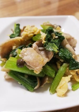にんにく香る♪小松菜と豚肉の醤油炒め-レシピのメイン写真