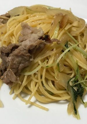 簡単！豚こまと水菜のバター醤油パスタ☆-レシピのメイン写真