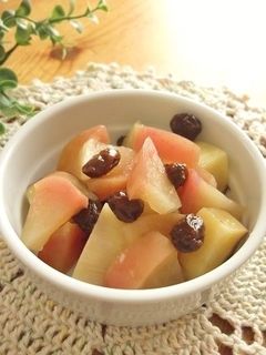 レンジで薩摩芋とリンゴとレーズンの重ね煮-レシピのメイン写真