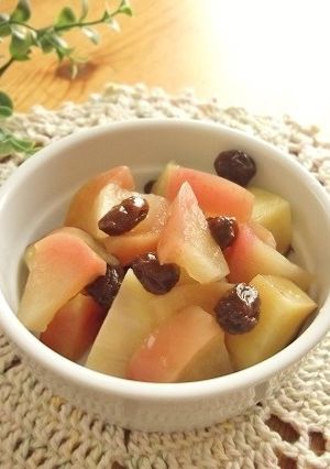 レンジで薩摩芋とリンゴとレーズンの重ね煮-レシピのメイン写真