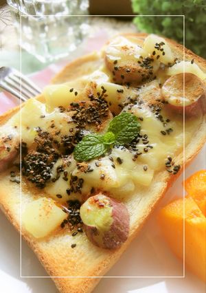 蒸しリンゴ×蒸し芋の蜂蜜チーズトースト-レシピのメイン写真