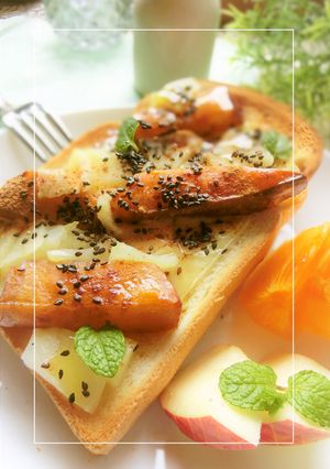 大学芋　×　蒸し林檎　のチーズトースト-レシピのメイン写真