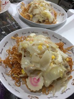 インスタントの豚骨ラーメンで簡単皿うどん-レシピのメイン写真