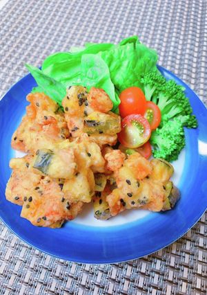 鶏むね肉とカボチャの★黒ゴマかき揚げ-レシピのメイン写真