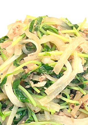 ポン酢味の常備菜！豆苗と大根のツナ炒め-レシピのメイン写真
