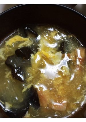キクラゲと玉葱とベーコンの卵スープ-レシピのメイン写真