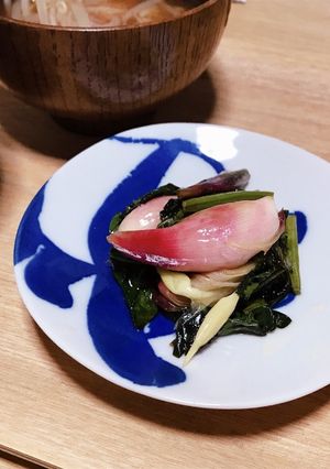 ほうれん草とみょうがの甘酢炒め-レシピのメイン写真