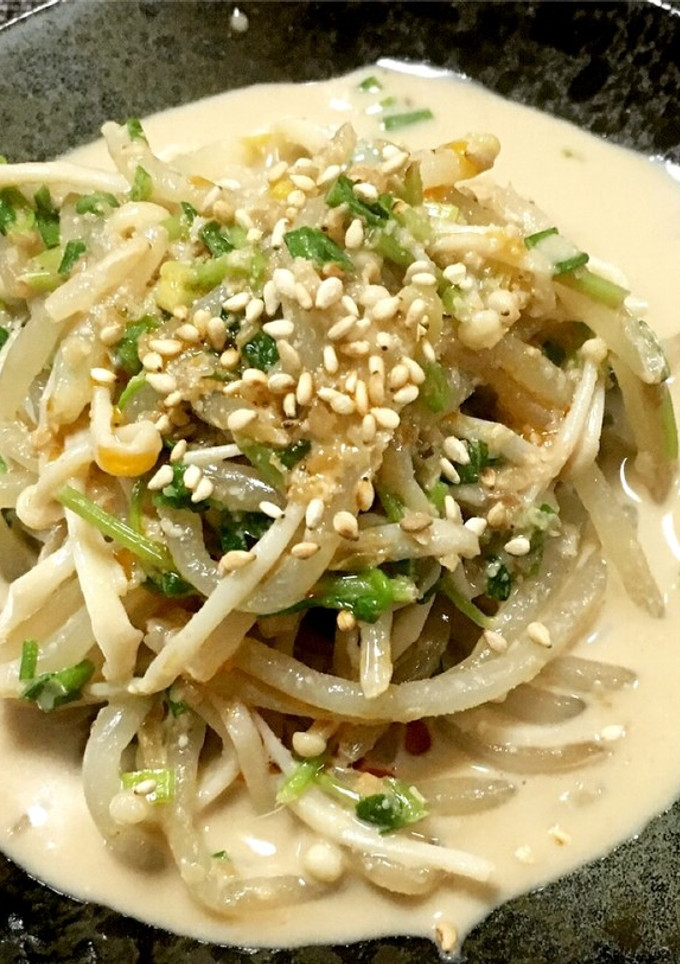 もやし・えのき・豆苗の胡麻だれ和え-レシピのメイン写真
