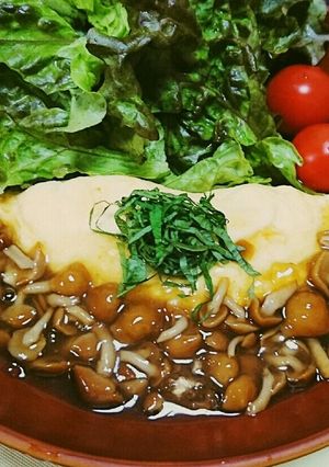 レンジで豆腐オムレツ♪なめこのあんかけ-レシピのメイン写真
