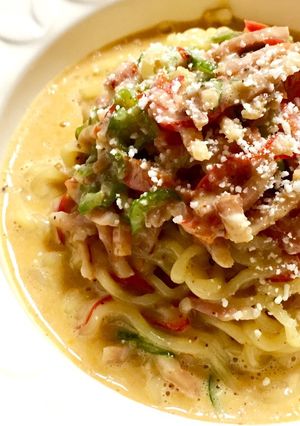 辛ラーメンdeとろ〜りカルボナーラ-レシピのメイン写真