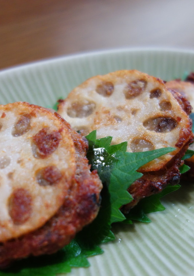 蓮根入り秋刀魚つみれのはさみ揚げ-レシピのメイン写真