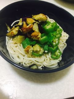 揚げなすとオクラの冷やしそうめん。-レシピのメイン写真